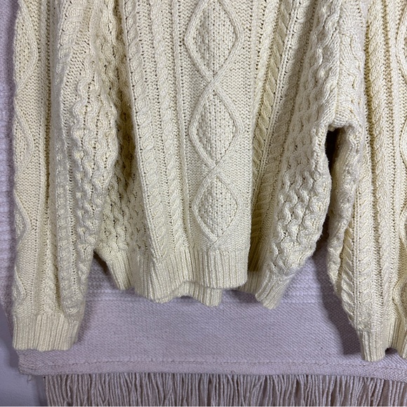 FEAR OF GOD Essentials canary yellow chunky cable knit oversized sweater S - Picture 3 of 9